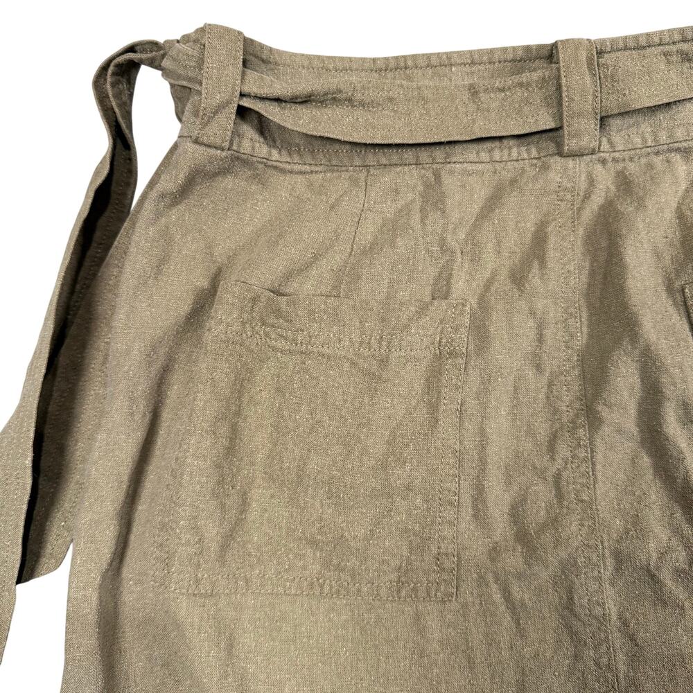 Madewell Portside Faux Wrap Silk Skirt Women's Olive Green Knee Length - Size 8 - Picture 6 of 10